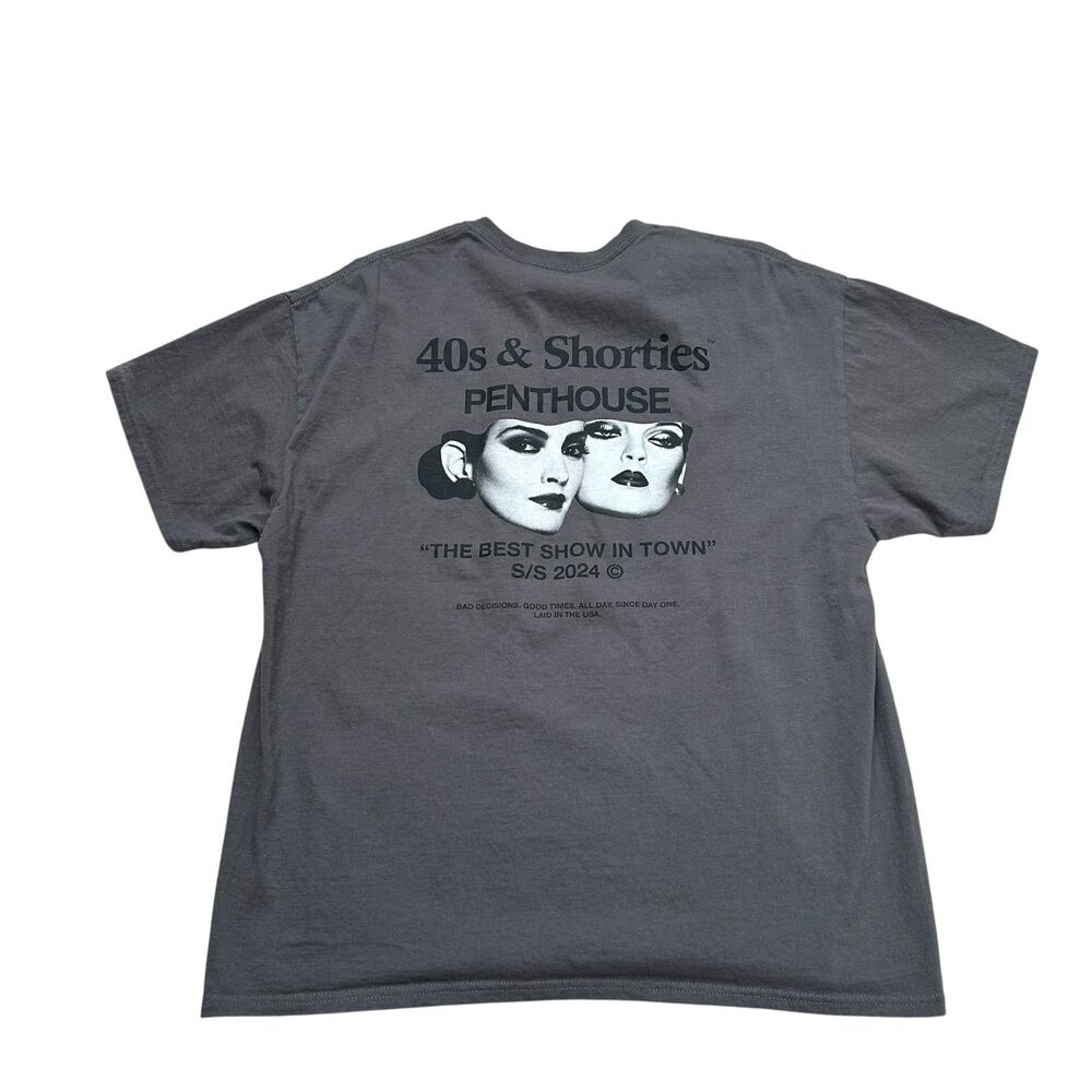 40s & Shorties x Penthouse Charcoal T-Shirt Size XL